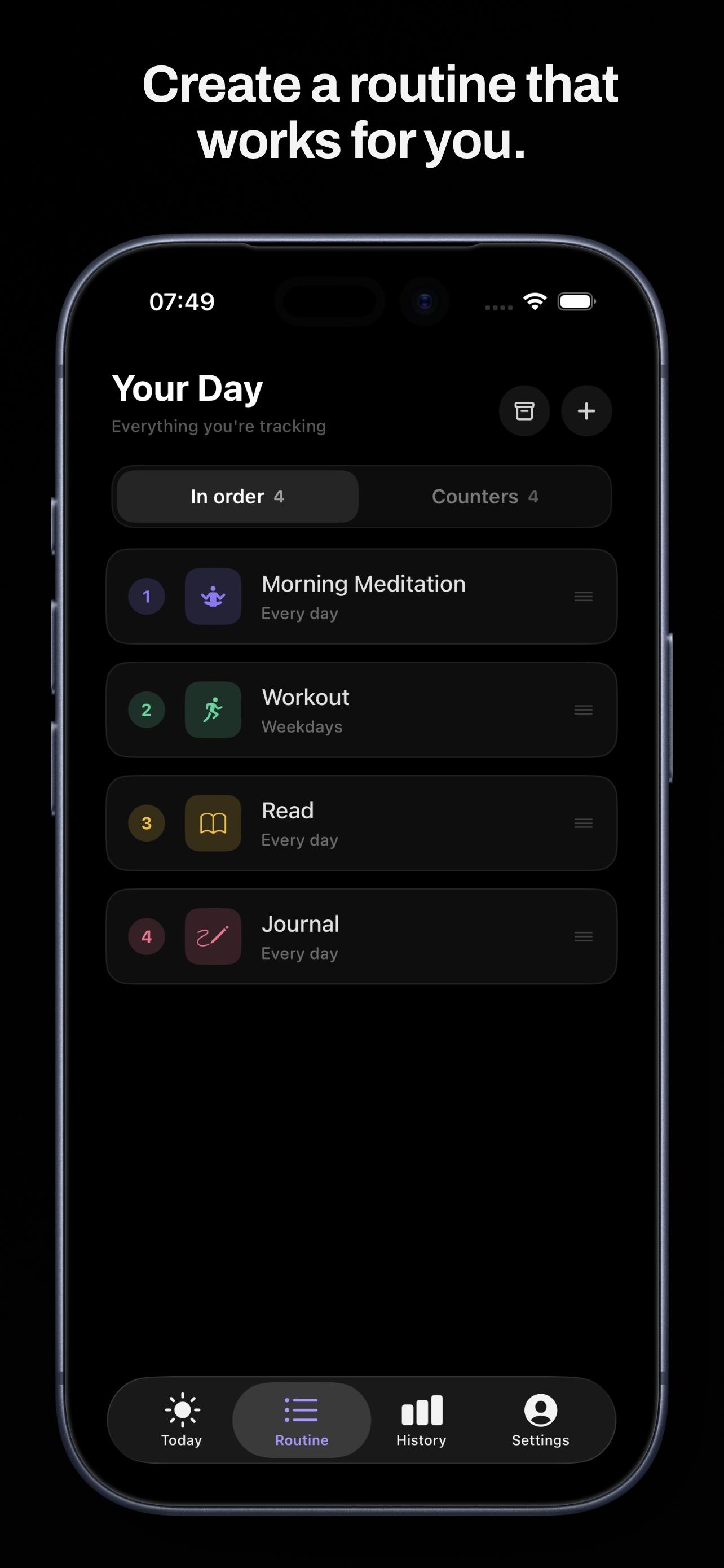 Creating a new habit in Tapzr